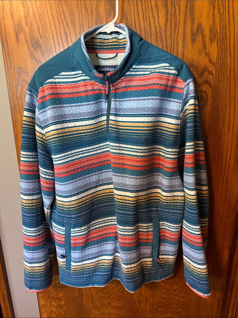 chubbies Teal Multicolor Striped Zip-Up Sweater